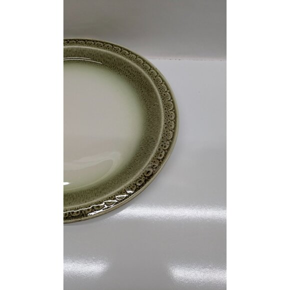 Syracuse China Cinnamon 12" Oval Dinner Plate Green Beige Vintage USA - Picture 2 of 8
